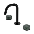 An image of Nero Tapware's Serenity Basin Set Edge Spout With Verde Alpi Handle Matt Black