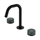 An image of Nero Tapware's Serenity Basin Set Edge Spout With Verde Alpi Handle Matt Black