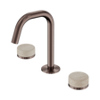 An image of Nero Tapware's Serenity Basin Set Edge Spout With Rome Travertine Handle Brushed Bronze