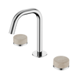 An image of Nero Tapware's Serenity Basin Set Edge Spout With Rome Travertine Handle Chrome