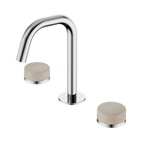An image of Nero Tapware's Serenity Basin Set Edge Spout With Rome Travertine Handle Chrome