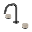 An image of Nero Tapware's Serenity Basin Set Edge Spout With Rome Travertine Handle Gun Metal