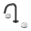 An image of Nero Tapware's Serenity Basin Set Edge Spout With Arabescato Corchia Handle Gun Metal