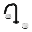 An image of Nero Tapware's Serenity Basin Set Edge Spout With Arabescato Corchia Handle Matt Black