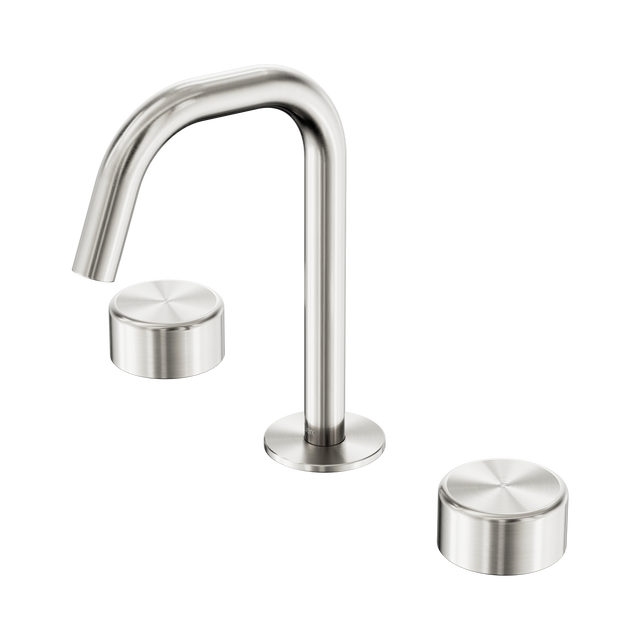 An image of Nero Tapware's Serenity Basin Set Edge Spout With Metal Handle Brushed Nickel