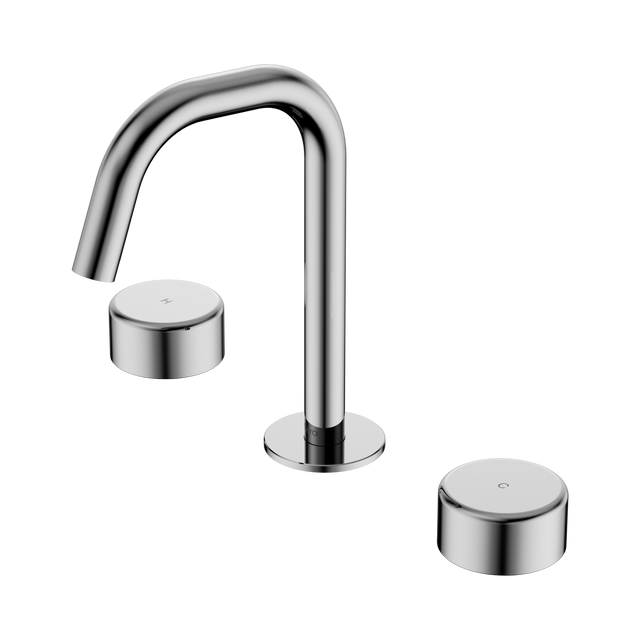 An image of Nero Tapware's Serenity Basin Set Edge Spout With Metal Handle Chrome