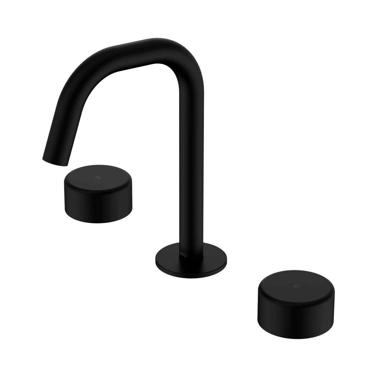 An image of Nero Tapware's Serenity Basin Set Edge Spout With Metal Handle Matt Black