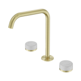 An image of Nero Tapware's Serenity Bath/Kitchen Set Edge Spout With Carrara Handle Brushed Gold
