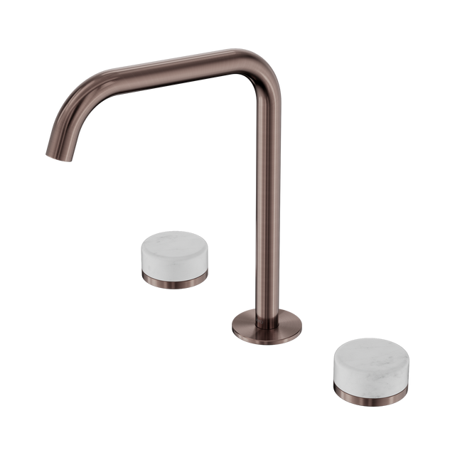 An image of Nero Tapware's Serenity Bath/Kitchen Set Edge Spout With Carrara Handle Brushed Bronze