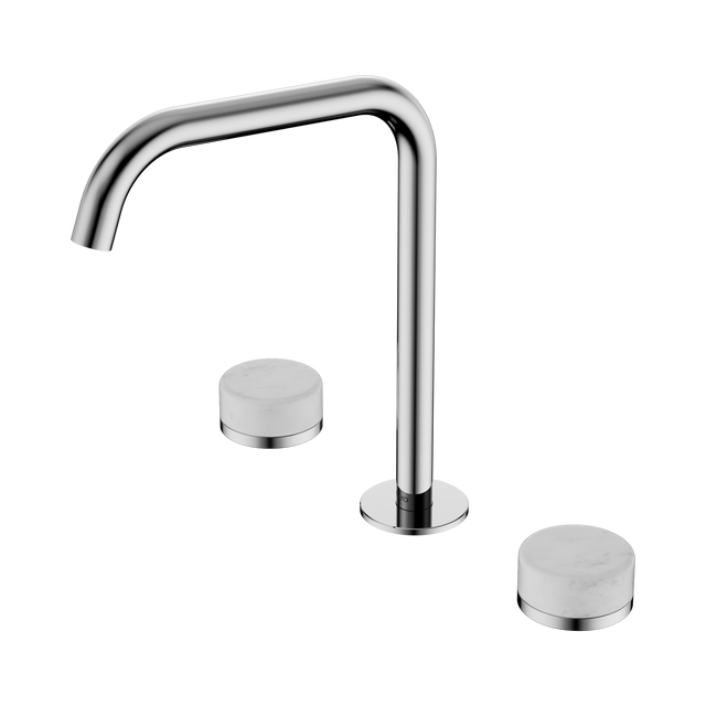 An image of Nero Tapware's Serenity Bath/Kitchen Set Edge Spout With Carrara Handle Chrome