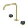 An image of Nero Tapware's Serenity Bath/Kitchen Set Edge Spout With Verde Alpi Handle Brushed Gold