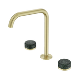 An image of Nero Tapware's Serenity Bath/Kitchen Set Edge Spout With Verde Alpi Handle Brushed Gold