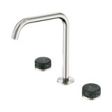 An image of Nero Tapware's Serenity Bath/Kitchen Set Edge Spout With Verde Alpi Handle Brushed Nickel