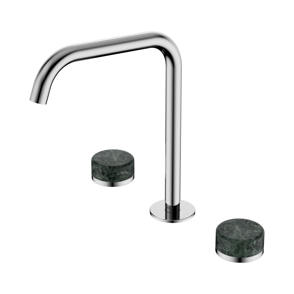 An image of Nero Tapware's Serenity Bath/Kitchen Set Edge Spout With Verde Alpi Handle Chrome