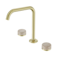 An image of Nero Tapware's Serenity Bath/Kitchen Set Edge Spout With Rome Travertine Handle Brushed Gold