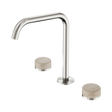 An image of Nero Tapware's Serenity Bath/Kitchen Set Edge Spout With Rome Travertine Handle Brushed Nickel