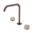 An image of Nero Tapware's Serenity Bath/Kitchen Set Edge Spout With Rome Travertine Handle Brushed Bronze