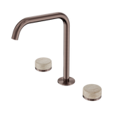 An image of Nero Tapware's Serenity Bath/Kitchen Set Edge Spout With Rome Travertine Handle Brushed Bronze