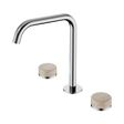 An image of Nero Tapware's Serenity Bath/Kitchen Set Edge Spout With Rome Travertine Handle Chrome