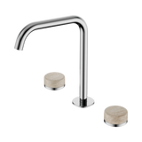 An image of Nero Tapware's Serenity Bath/Kitchen Set Edge Spout With Rome Travertine Handle Chrome