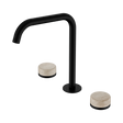 An image of Nero Tapware's Serenity Bath/Kitchen Set Edge Spout With Rome Travertine Handle Matt Black