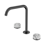 An image of Nero Tapware's Serenity Bath/Kitchen Set Edge Spout With Arabescato Corchia Handle Gun Metal