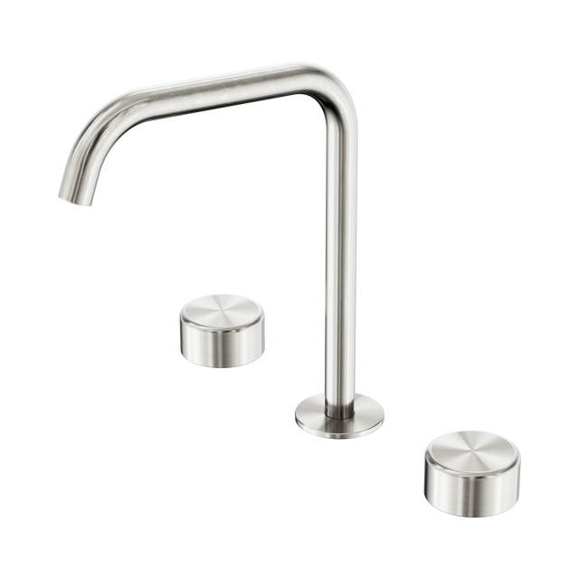 An image of Nero Tapware's Serenity Bath/Kitchen Set Edge Spout With Metal Handle Brushed Nickel