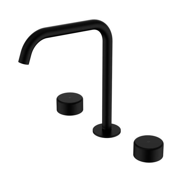 An image of Nero Tapware's Serenity Bath/Kitchen Set Edge Spout With Metal Handle Matt Black