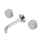 An image of Nero Tapware's Serenity Wall Basin Set 160mm Spout With Carrara Handle Brushed Nickel