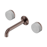 An image of Nero Tapware's Serenity Wall Basin Set 160mm Spout With Carrara Handle Brushed Bronze