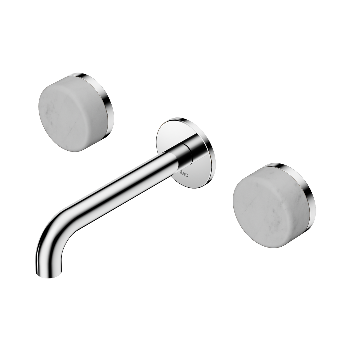 An image of Nero Tapware's Serenity Wall Basin Set 160mm Spout With Carrara Handle Chrome
