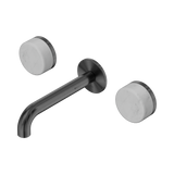 An image of Nero Tapware's Serenity Wall Basin Set 160mm Spout With Carrara Handle Gun Metal
