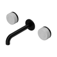 An image of Nero Tapware's Serenity Wall Basin Set 160mm Spout With Carrara Handle Matt Black