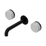 An image of Nero Tapware's Serenity Wall Basin Set 160mm Spout With Carrara Handle Matt Black