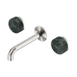 An image of Nero Tapware's Serenity Wall Basin Set 160mm Spout With Verde Alpi Handle Brushed Nickel