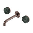 An image of Nero Tapware's Serenity Wall Basin Set 160mm Spout With Verde Alpi Handle Brushed Bronze
