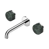 An image of Nero Tapware's Serenity Wall Basin Set 160mm Spout With Verde Alpi Handle Chrome