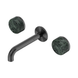 An image of Nero Tapware's Serenity Wall Basin Set 160mm Spout With Verde Alpi Handle Gun Metal