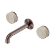 An image of Nero Tapware's Serenity Wall Basin Set 160mm Spout With Rome Travertine Handle Brushed Bronze