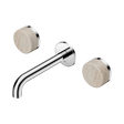 An image of Nero Tapware's Serenity Wall Basin Set 160mm Spout With Rome Travertine Handle Chrome