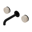 An image of Nero Tapware's Serenity Wall Basin Set 160mm Spout With Rome Travertine Handle Matt Black