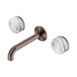 An image of Nero Tapware's Serenity Wall Basin Set 160mm Spout With Arabescato Corchia Handle Brushed Bronze