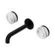 An image of Nero Tapware's Serenity Wall Basin Set 160mm Spout With Arabescato Corchia Handle Matt Black