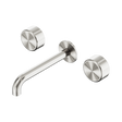 An image of Nero Tapware's Serenity Wall Basin Set 160mm Spout With Metal Handle Brushed Nickel