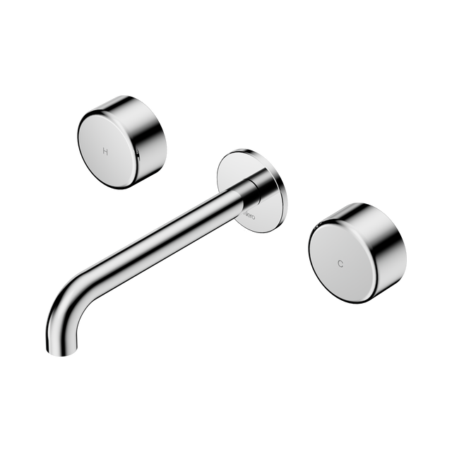 An image of Nero Tapware's Serenity Wall Basin Set 160mm Spout With Metal Handle Chrome