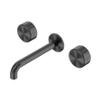 An image of Nero Tapware's Serenity Wall Basin Set 160mm Spout With Metal Handle Gun Metal