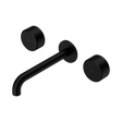An image of Nero Tapware's Serenity Wall Basin Set 160mm Spout With Metal Handle Matt Black