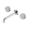 An image of Nero Tapware's Serenity Wall Basin Set 185mm Spout With Carrara Handle Brushed Nickel