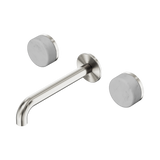 An image of Nero Tapware's Serenity Wall Basin Set 185mm Spout With Carrara Handle Brushed Nickel