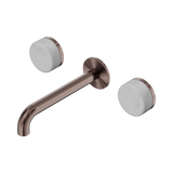 An image of Nero Tapware's Serenity Wall Basin Set 185mm Spout With Carrara Handle Brushed Bronze